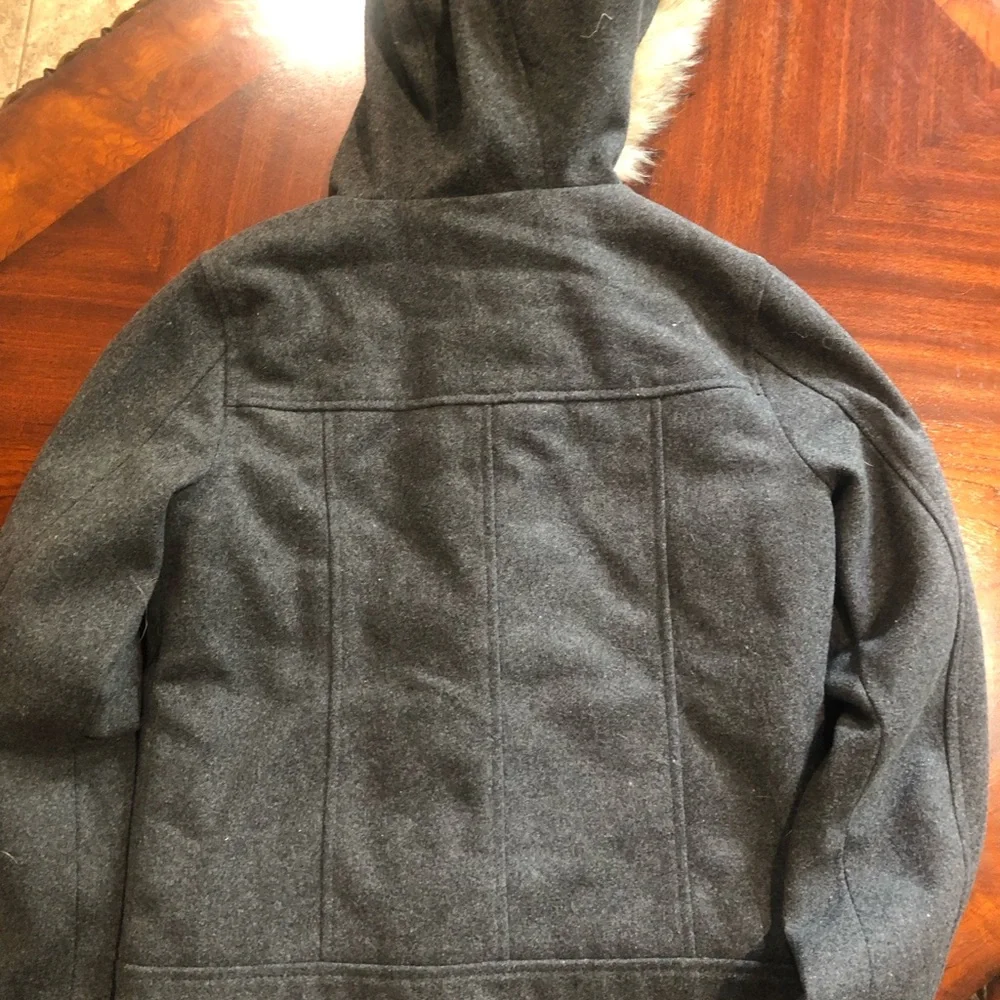 Gap Kids gray hooded coat faux fur hood‎ warm winter jacket Size X-large